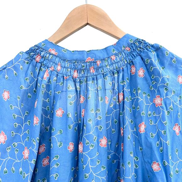 New Natalie Martin Stevie Dress Short Mini Boho Pinwheel Denim Blue Flowers XS - Picture 10 of 15
